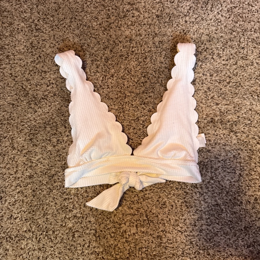 White Scalloped Bikini Top